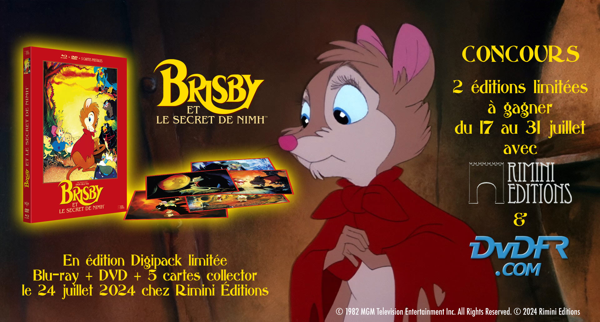 Concours - Brisby et le secret de NIMH - Digipack limité Blu-ray/DVD/5 cartes collector